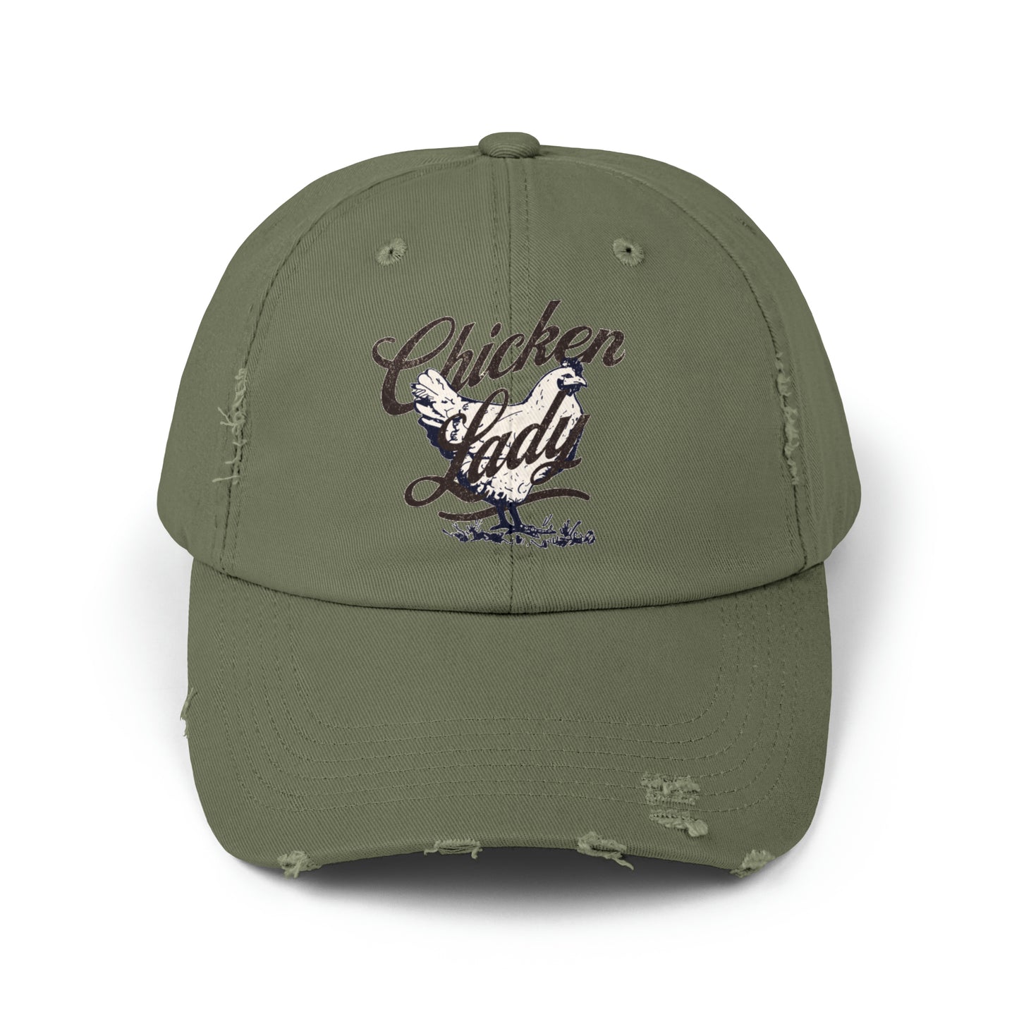 Chicken Lady Unisex Distressed Cap | Cotton Twill Hat | Chicken Lover Hat | Gift for Chicken Keeper | Homestead Gift