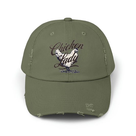 Chicken Lady Unisex Distressed Cotton Twill Baseball Cap