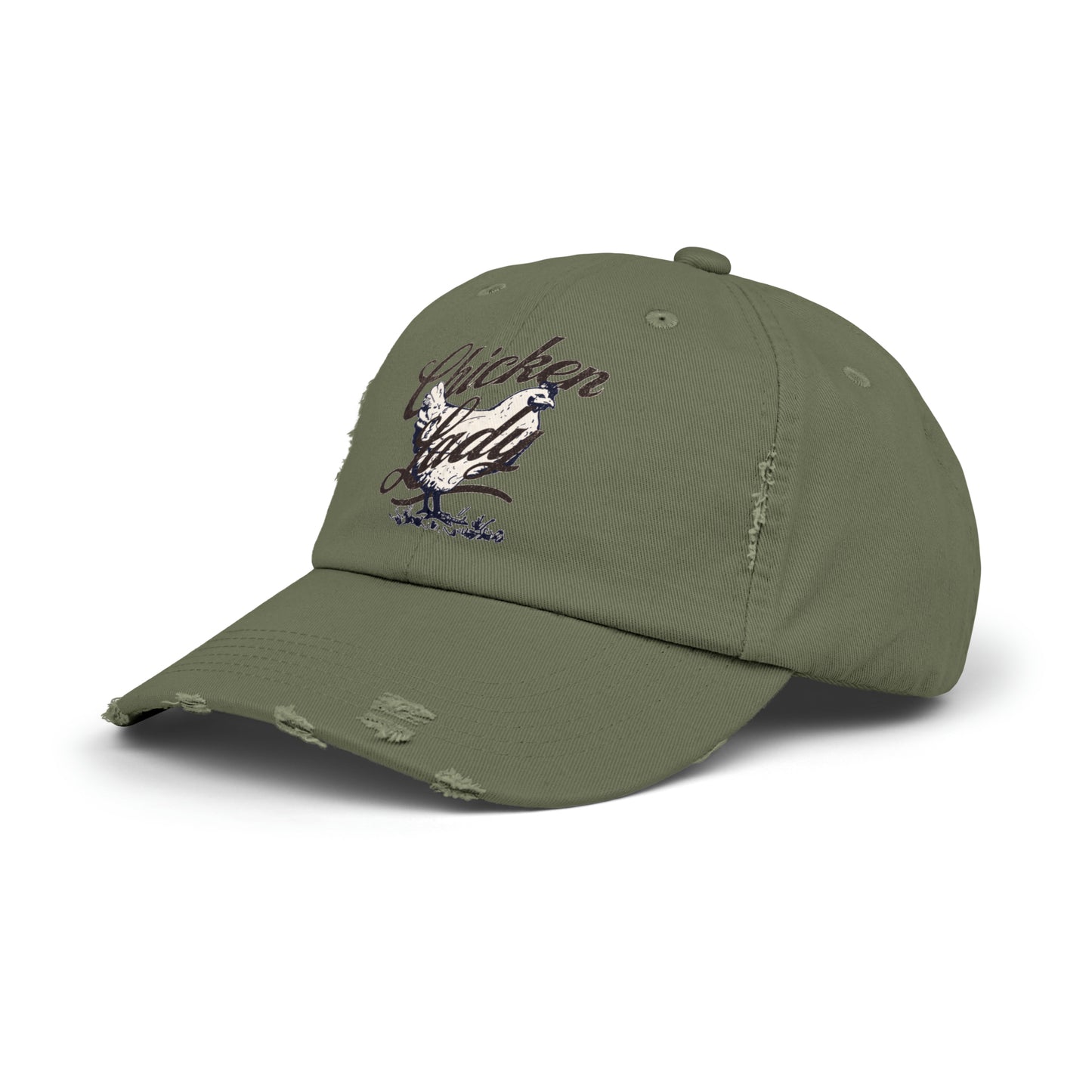 Chicken Lady Unisex Distressed Cap | Cotton Twill Hat | Chicken Lover Hat | Gift for Chicken Keeper | Homestead Gift