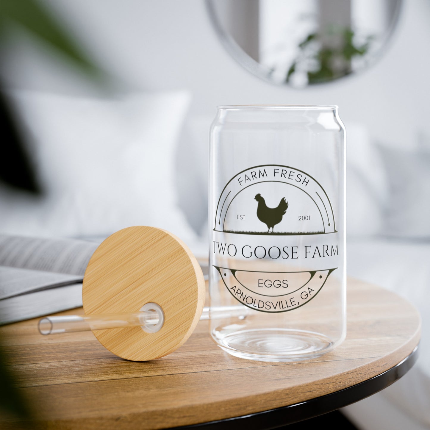 Custom Egg Farm Sipper Glass | Personalized Tumbler | Farmer's Market Cup | Chicken Lover Gift | Gift for homesteader | 16oz Glass Tumbler