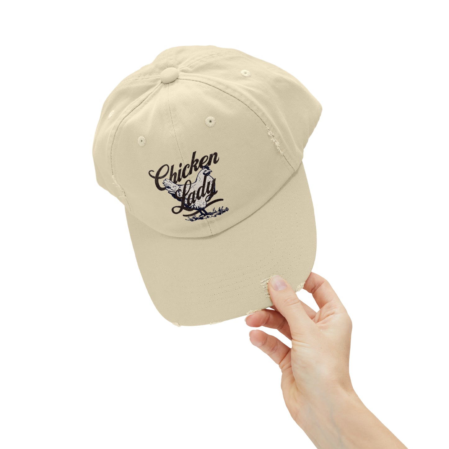 Chicken Lady Unisex Distressed Cap | Cotton Twill Hat | Chicken Lover Hat | Gift for Chicken Keeper | Homestead Gift