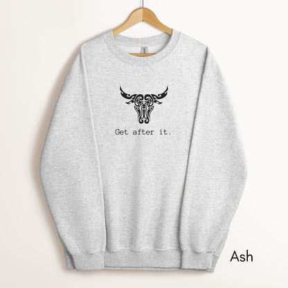 Get After It - Unisex Heavy Blend™ Crewneck Sweatshirt| Motivational sweatshirt | Bull/Cow shirt