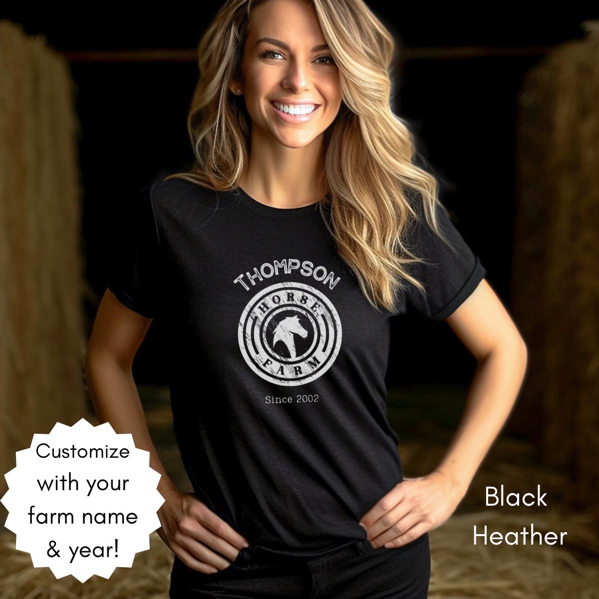 Custom Horse Farm Tee | Unisex Jersey Short Sleeve Tee | Horse Lovers Tee | Horse Boarding Tee | Personalized Equestrian Tee