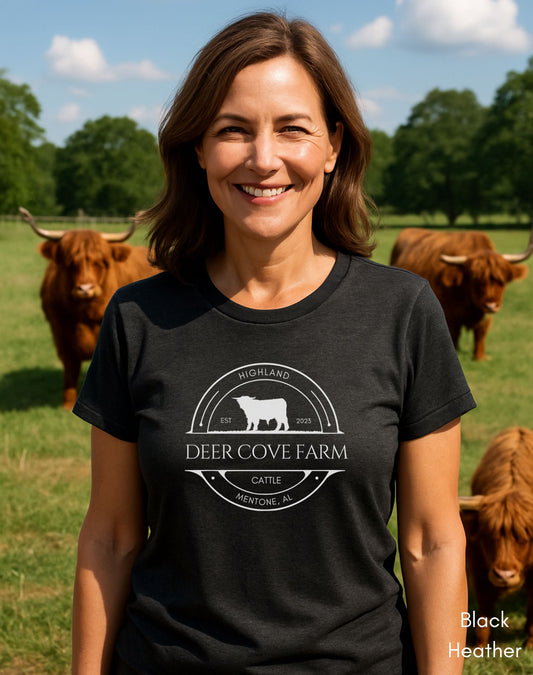 Custom Highland Cattle Farm Unisex Jersey Light Weight T-shirt