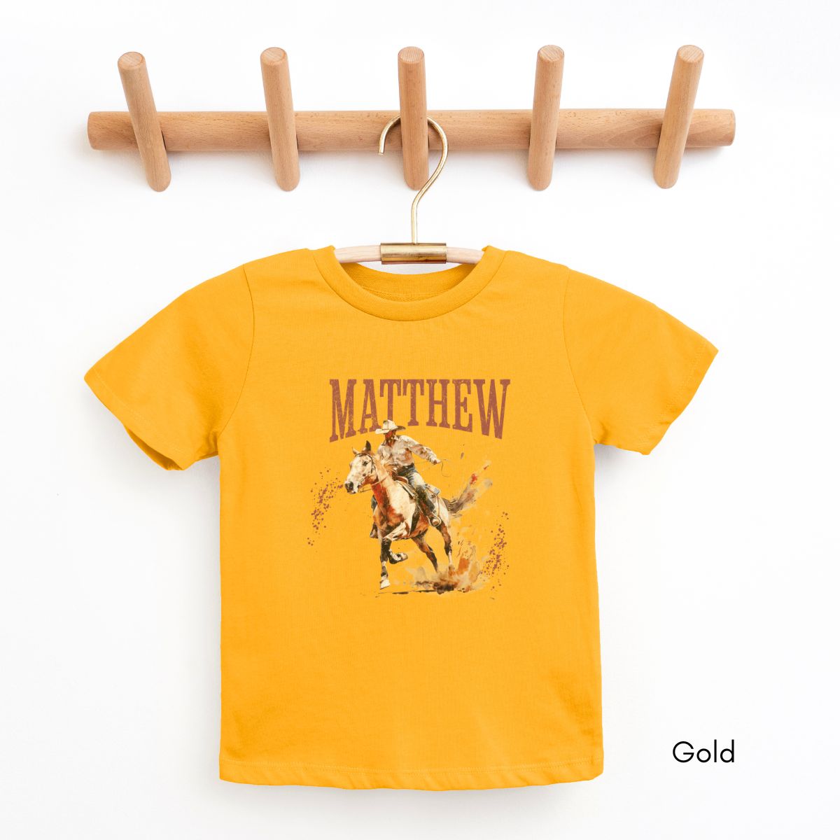 CUSTOM Cowboy KIDS/YOUTH Short Sleeve Tee, Gift for little cowboys, Horse Lover T-shirt, Personalized Kids Horse Tee