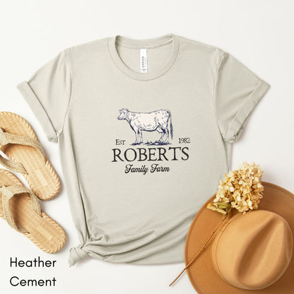 Custom Dairy Cow Family Farm Tee | Unisex Jersey Short Sleeve Tee | Gift for Homesteader | Farmer's Market T-shirt | Cow Lover Tee