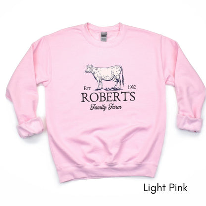 Custom Dairy Cow Family Farm Sweatshirt- Unisex Crewneck Sweatshirt| Farmer's Market sweatshirt | Personalized Farmer Sweatshirt | Cow Lover Gift