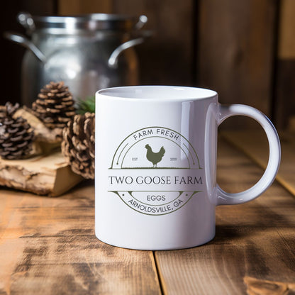 Custom Egg Farm Ceramic Mug 11oz | Gift for chicken lovers  | Poultry Enthusiast Coffee Mug | Farm Life Coffee Cup
