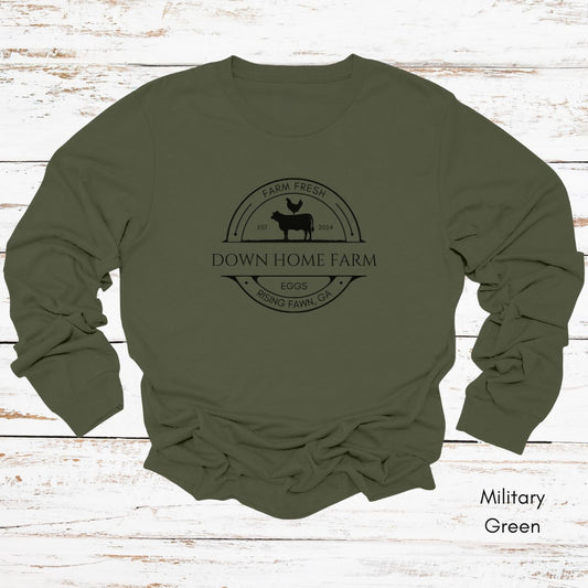 Custom Long Sleeve Light Weight Jersey Local Cattle Chicken Farm Tee