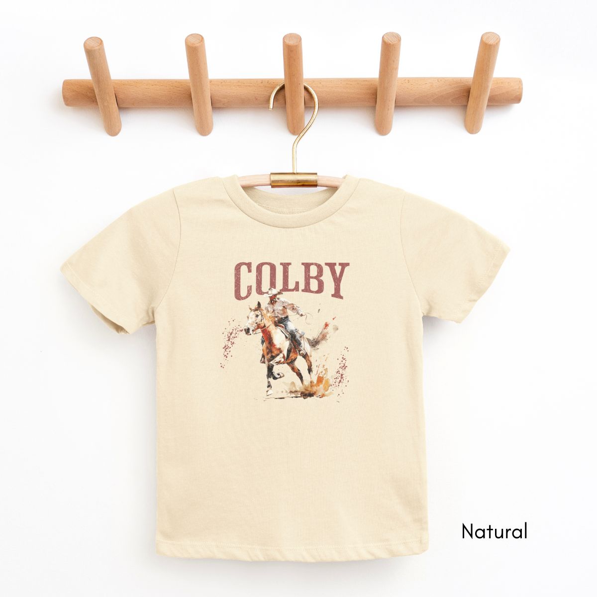 CUSTOM Cowboy KIDS/YOUTH Short Sleeve Tee, Gift for little cowboys, Horse Lover T-shirt, Personalized Kids Horse Tee