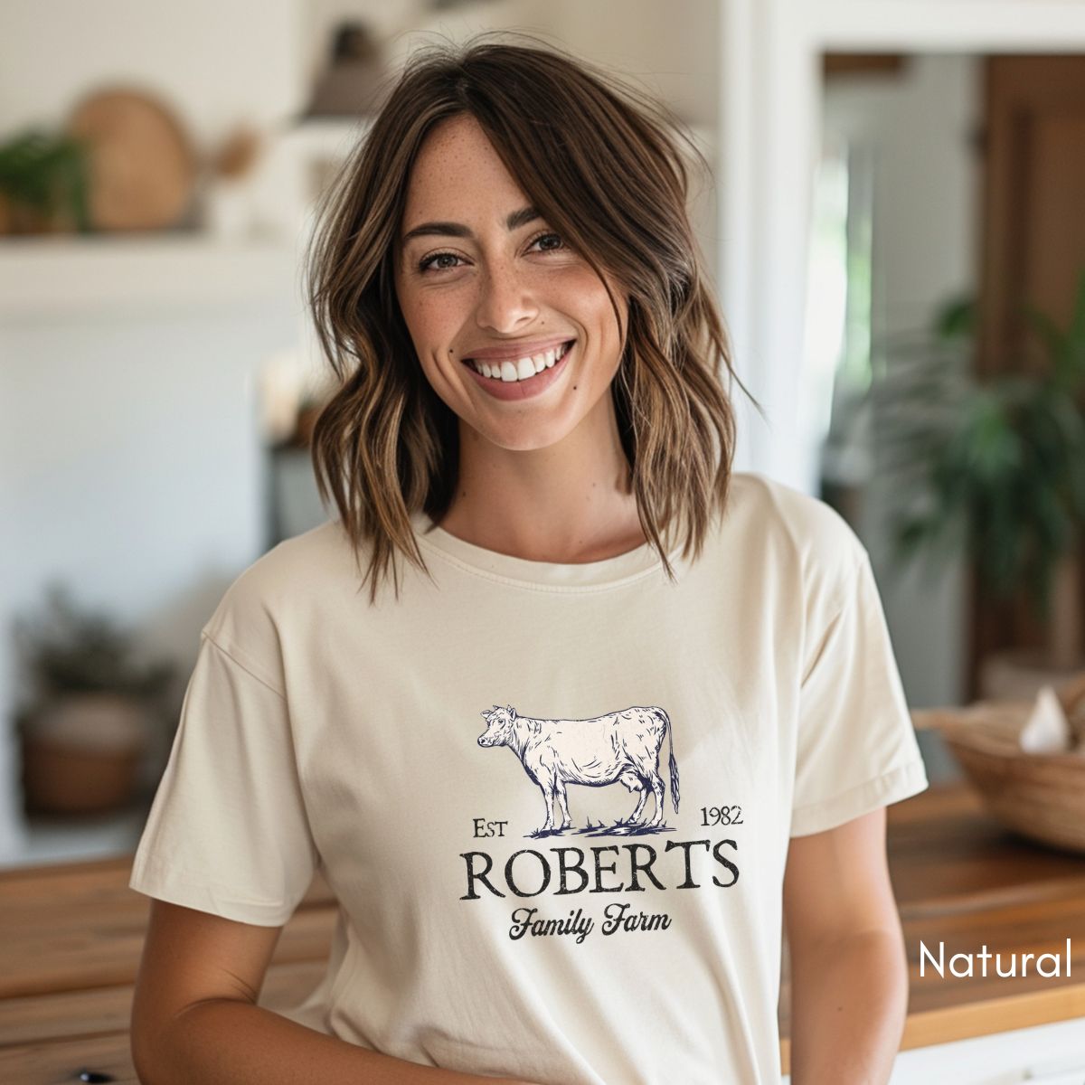 Custom Dairy Cow Family Farm Unisex Jersey Light Weight T-shirt