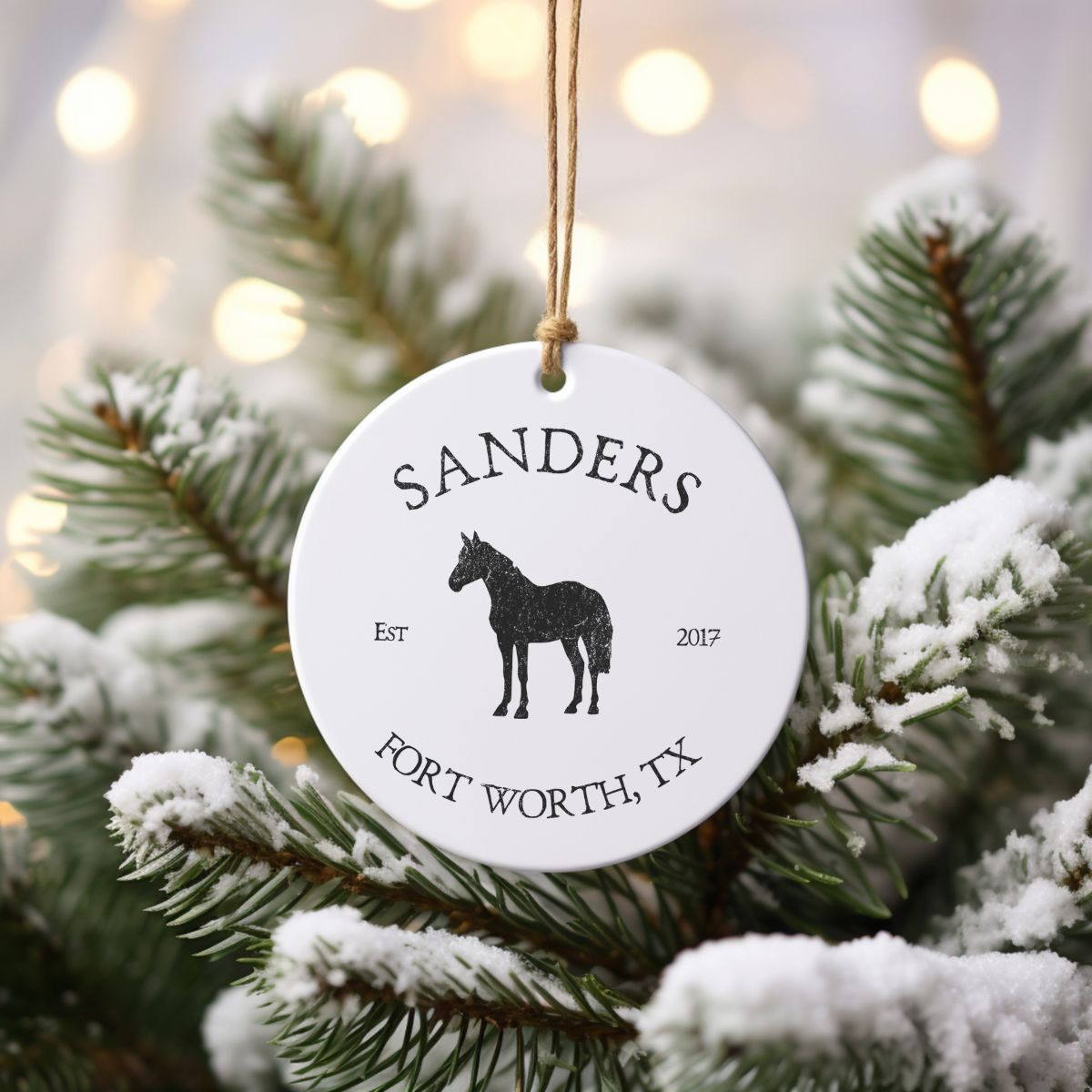 Custom Horse Farm Ranch Ceramic Ornament Personalized Gift for Horse Lovers Farmhouse Equestrian Gift