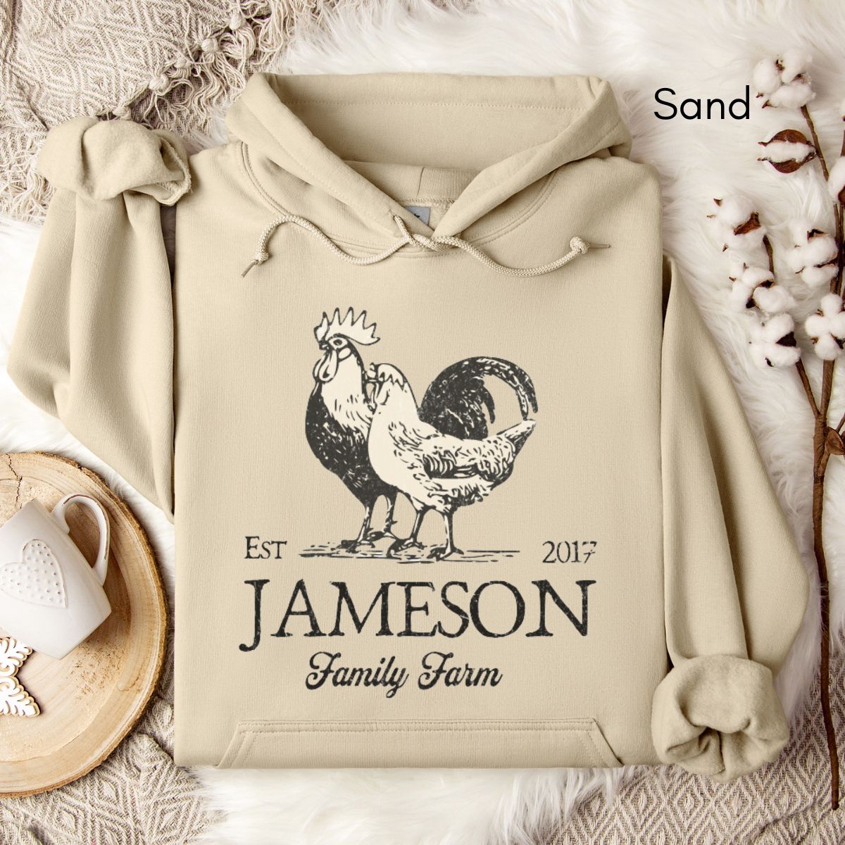 Custom Family Farm Unisex Hooded Sweatshirt | Personalized Gift for Chicken Farmer | Farmer's Market Sweatshirt | Homsteading Shirt