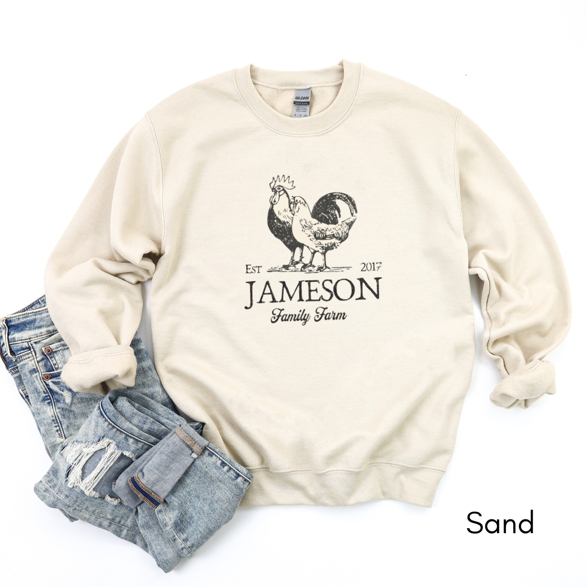 Custom Family Farm Sweatshirt - Unisex Crewneck Sweatshirt| Farmer's Market sweatshirt | Personalized Farmer Sweatshirt | Chicken Lover Gift