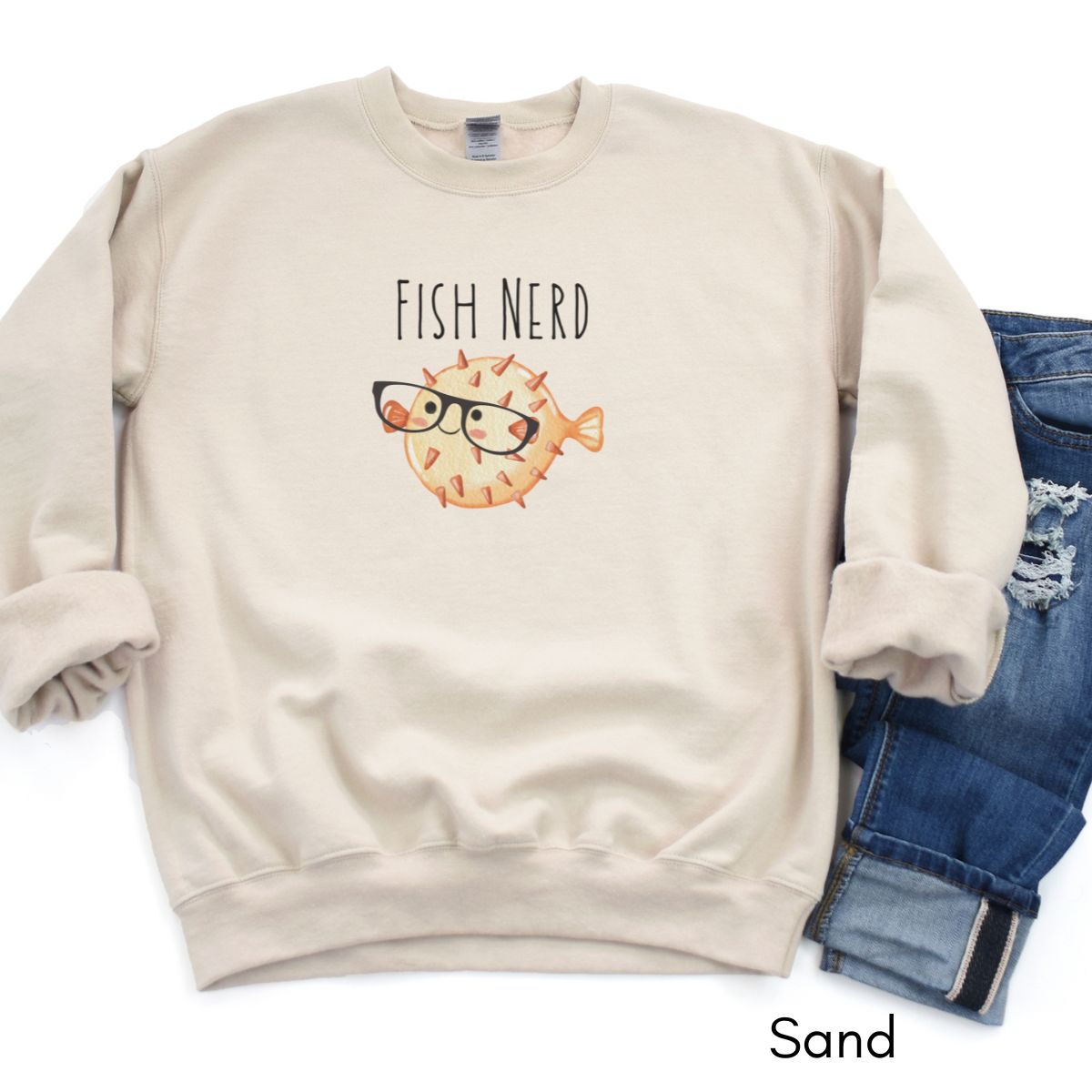 Fish Nerd - Unisex Crewneck Sweatshirt Funny Fish Lover shirt Gift for Aquarium Enthusiast Sweatshirt Ichthyology Sweatshirt Salt Water Fish