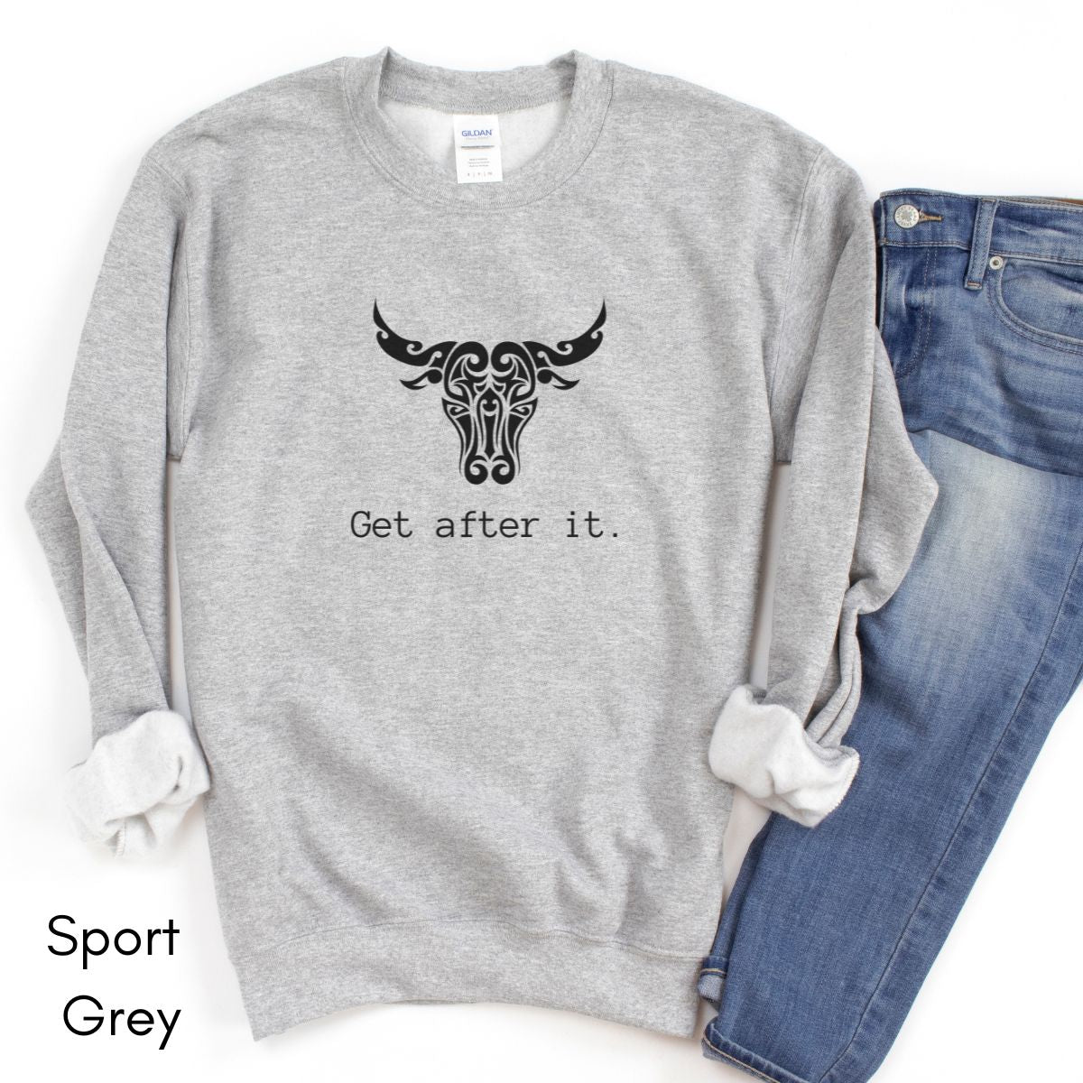 Get After It - Unisex Heavy Blend™ Crewneck Sweatshirt| Motivational sweatshirt | Bull/Cow shirt