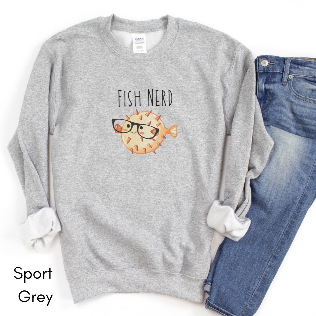 Fish Nerd - Unisex Crewneck Sweatshirt Funny Fish Lover shirt Gift for Aquarium Enthusiast Sweatshirt Ichthyology Sweatshirt Salt Water Fish
