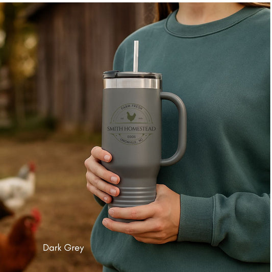 Custom Local Egg Farm Personalized Insulated Travel Mug, 40oz