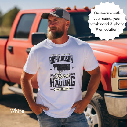 Custom Horse/Livestock Hauling tee | Local Equine Transport T-shirt | Personalized Tee | Gift for Horse Business Owner