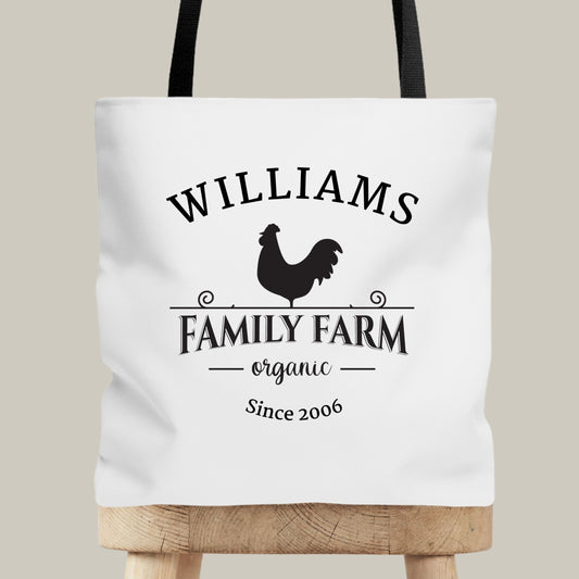 Custom Family Farm Tote Bag Farmer's Market Bag Gift for Farmers Homesteading Shoulder Bag