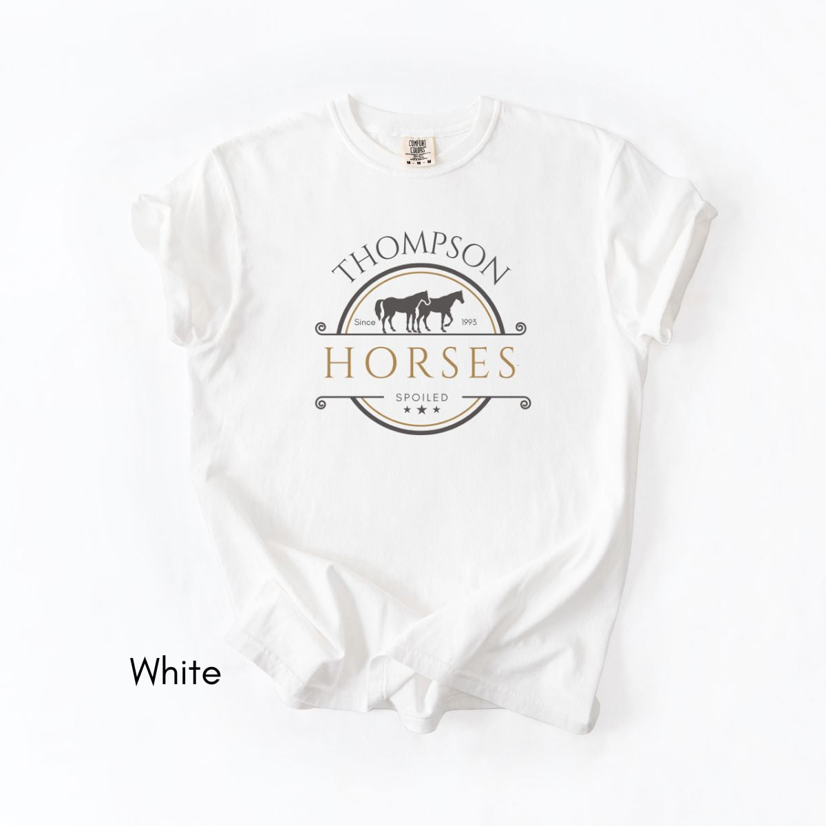 Custom Spoiled Horse Farm Unisex T-shirt - Personalized Horse Farm Shirt, Funny Horse Tee, Gift for Equestrian, Horse Lover Gift