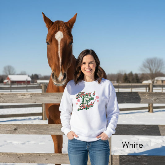Marey & Bright Funny Holiday Horse Unisex Crewneck Sweatshirt