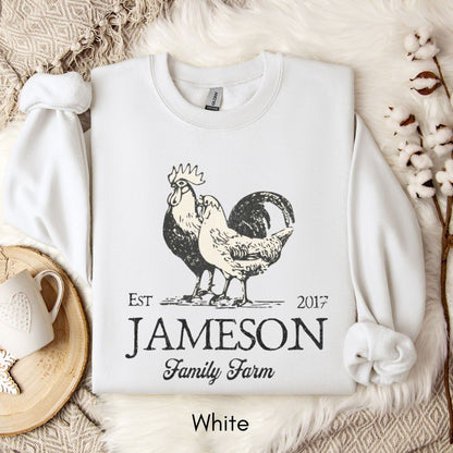 Custom Family Farm Sweatshirt - Unisex Crewneck Sweatshirt| Farmer's Market sweatshirt | Personalized Farmer Sweatshirt | Chicken Lover Gift