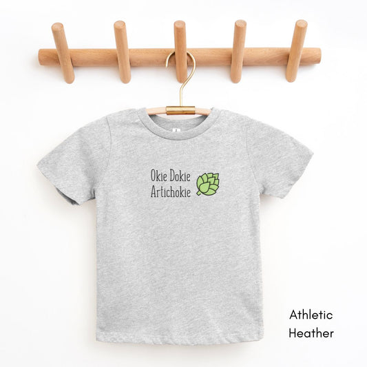 Okie Dokie Artichokie YOUTH Short Sleeve Tee | Funny Vegetable Tshirt | Veggie Pun Shirt | Farmer's Market T-shirt | Silly Homesteading Tee