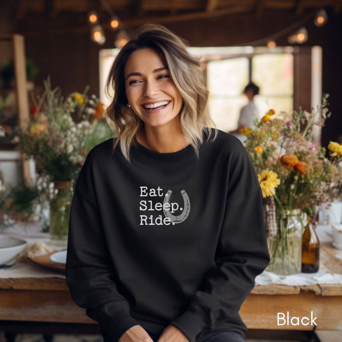 Eat Sleep Ride - Unisex Heavy Blend Crewneck Sweatshirt | Equestrian shirt | Horse Lover Sweatshirt | Farm Life Shirt