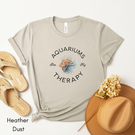 Aquariums are my Therapy Tee | Unisex Short Sleeve Tee | Aquarium Lover t-shirt| Ichthyologist Tshirt | Lion Fish T-shirt| Marine Life Tee