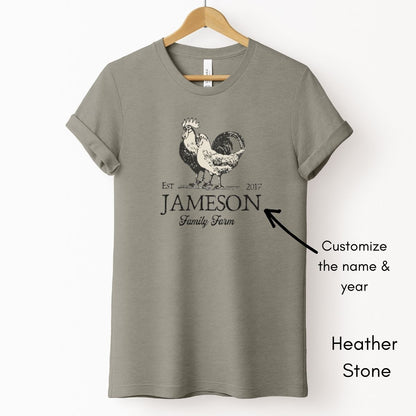 Custom Family Farm Tee | Rooster/Hen Unisex Jersey Short Sleeve Tee | Gift for Homesteader | Personalized Farm Tee | Chicken Lover t-shirt