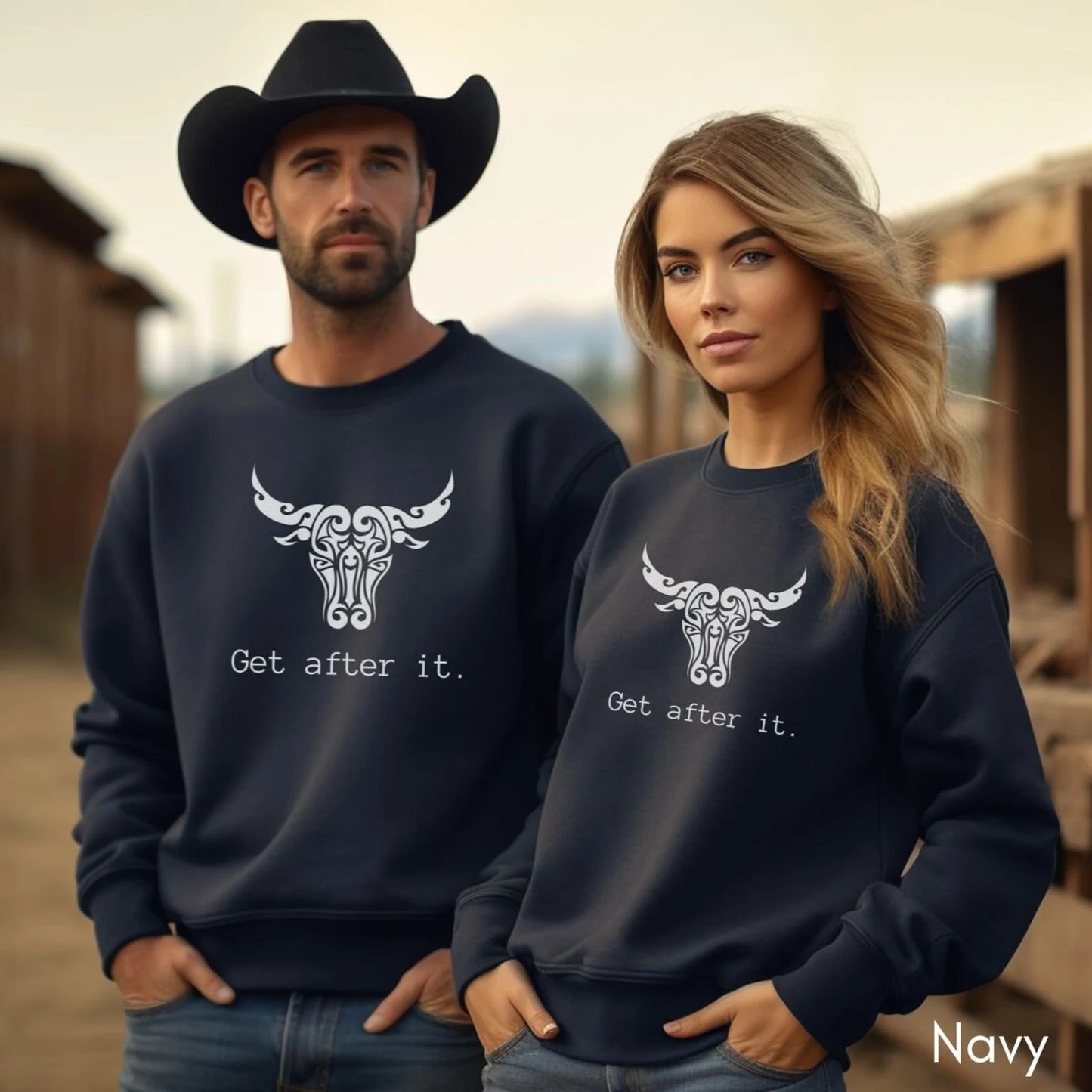 Get After It - Unisex Heavy Blend™ Crewneck Sweatshirt| Motivational sweatshirt | Bull/Cow shirt