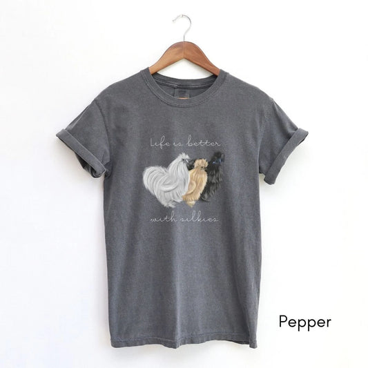 Life is Better with Silkies Tshirt Silkie Chicken Lover Tshirt Farm Life Tee Poultry Enthusiast T-shirt Silkie Chicken Owner Gift Tee