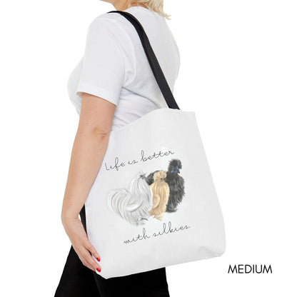 Life is Better with Silkies Tote Bag | Gift for silkie lovers | Chicken lover bag | Farmer's Market Bag | Reusable Grocery Bag Shoulder Tote