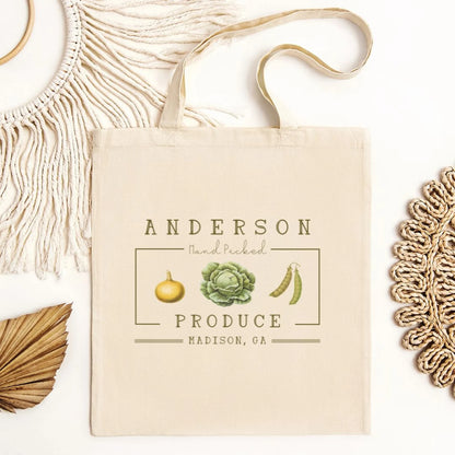 Custom Farm Cotton Canvas Tote Bag | Farmer's Market Bag | Local Produce Dealer | Personalized Vegetable Garden Bag | Reusable Grocery Bag