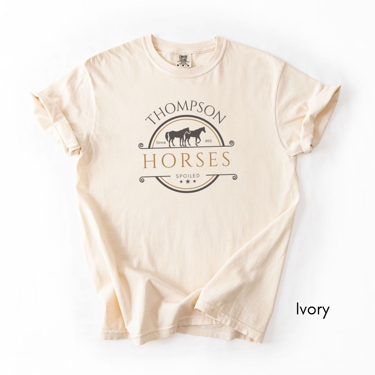 Custom Spoiled Horse Farm Unisex T-shirt - Personalized Horse Farm Shirt, Funny Horse Tee, Gift for Equestrian, Horse Lover Gift