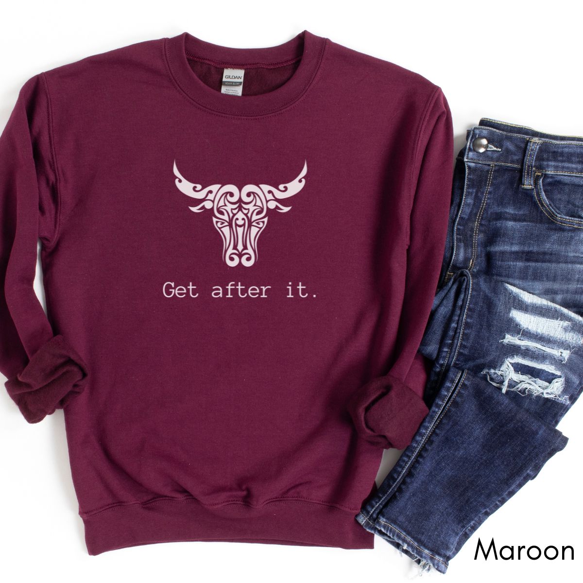 Get After It - Unisex Heavy Blend™ Crewneck Sweatshirt| Motivational sweatshirt | Bull/Cow shirt