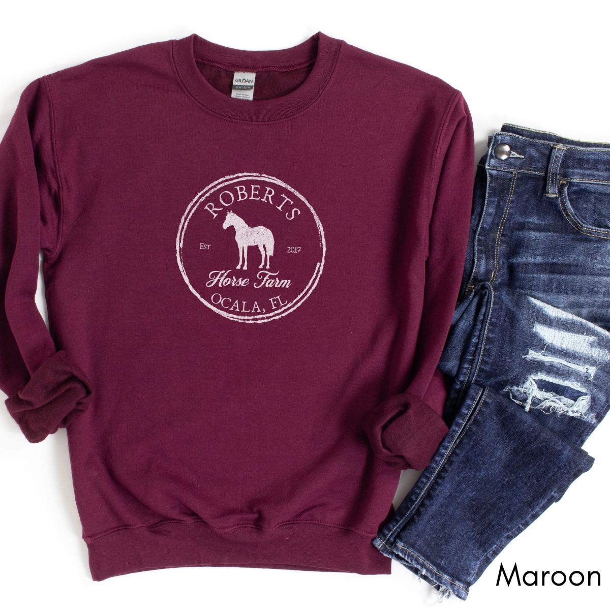 Custom Local Horse Farm Unisex Crewneck Sweatshirt | Horse Lover shirt | Gift for Equestrian | Personalized Horse Farm Sweatshirt