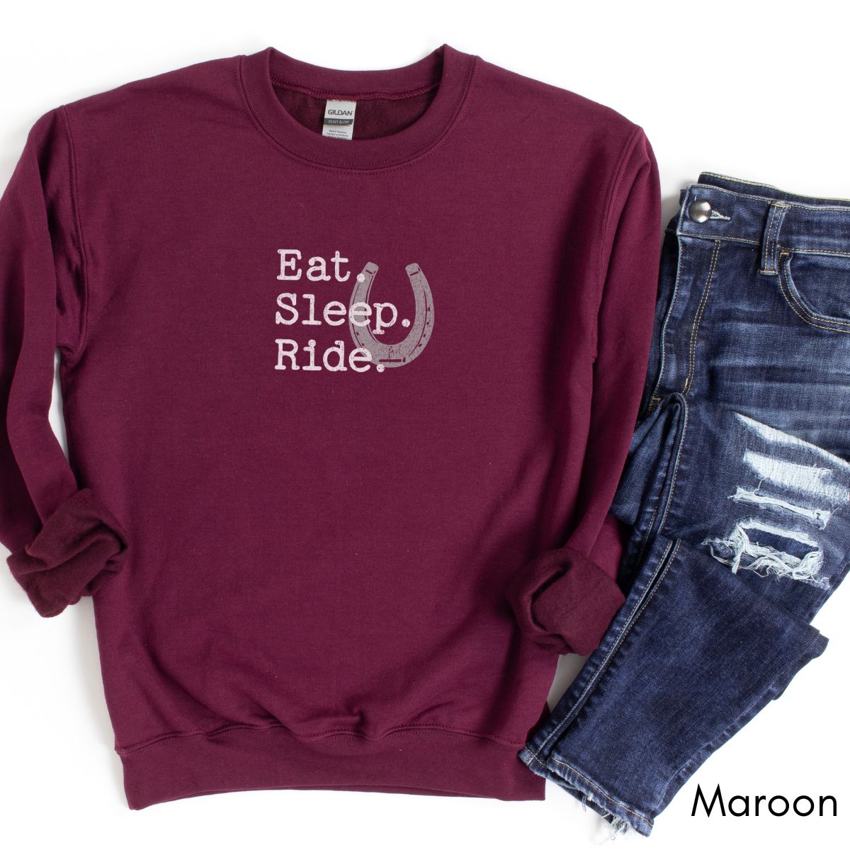 Eat Sleep Ride - Unisex Heavy Blend Crewneck Sweatshirt | Equestrian shirt | Horse Lover Sweatshirt | Farm Life Shirt