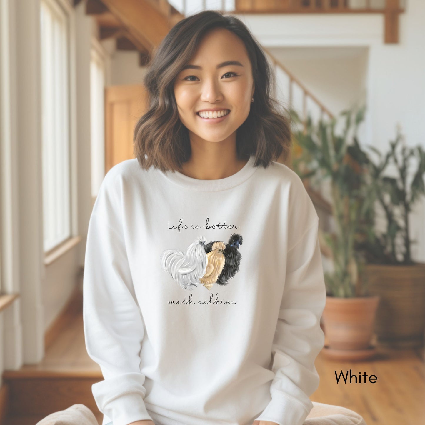 Life is Better with Silkies Garment-Dyed Sweatshirt Silkie Chicken Lover Shirt Gift for Silkie Chicken Lovers Vintage Sweatshirt