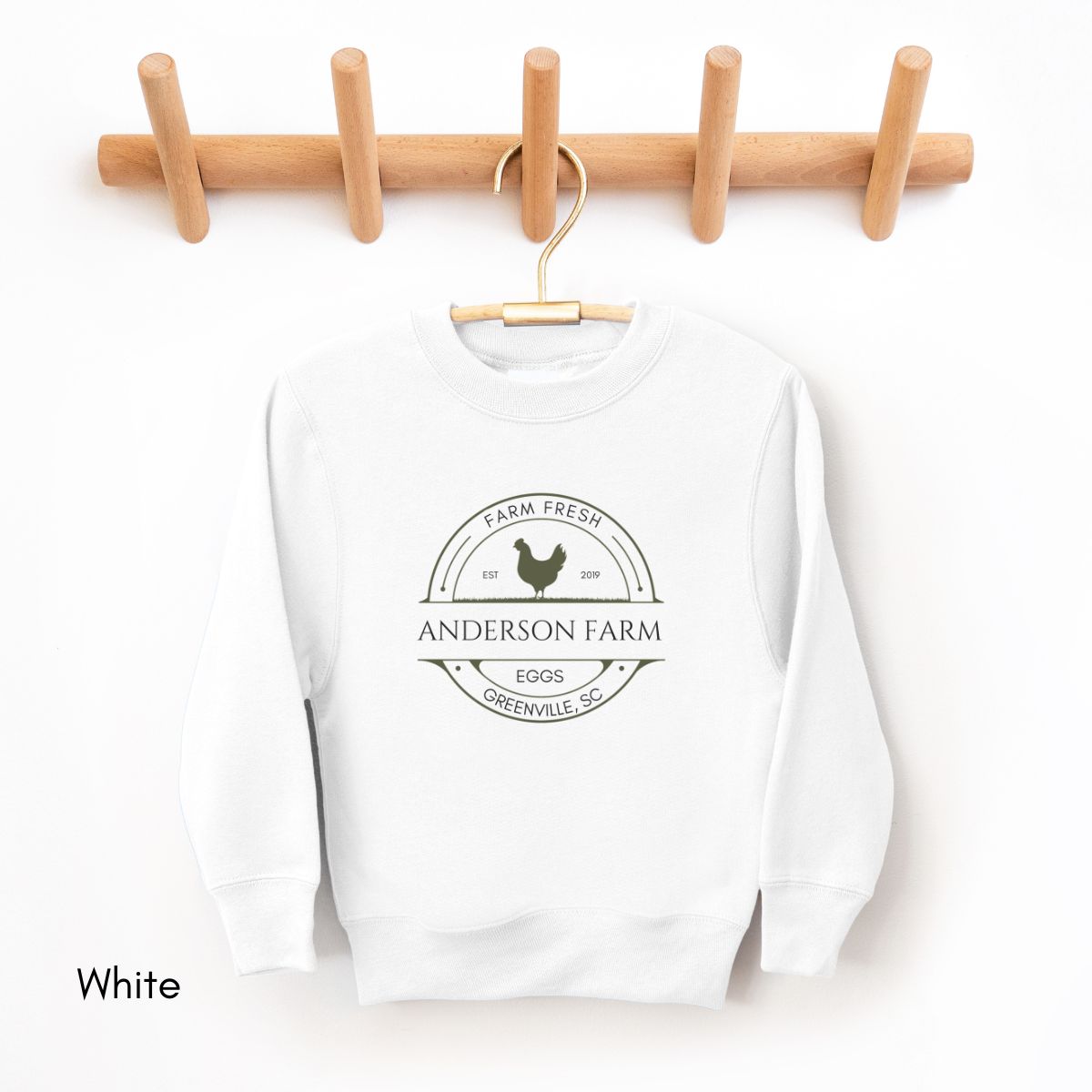 Custom Egg Farm YOUTH/KIDS Crewneck Sweatshirt Personalized Local Egg Dealer Chicken Lover Gift Farmer's Market Shirt