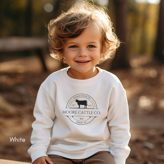 Custom Cattle Farm Ranch YOUTH/KIDS Crewneck Sweatshirt