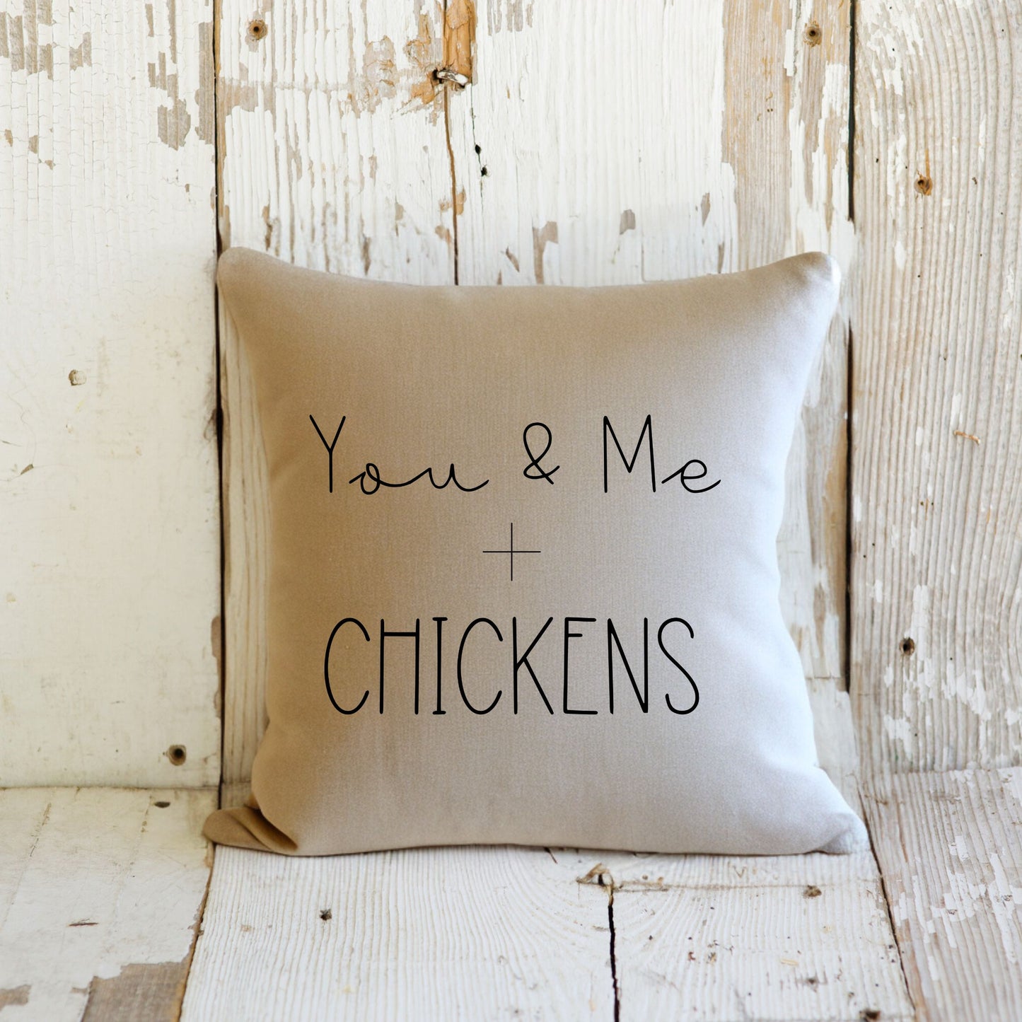 You & Me plus Chickens - Farmhouse Decor Pillow | Chicken Decor | Housewarming Gift | Chicken Lover Gift |Throw Pillow | Square Pillow