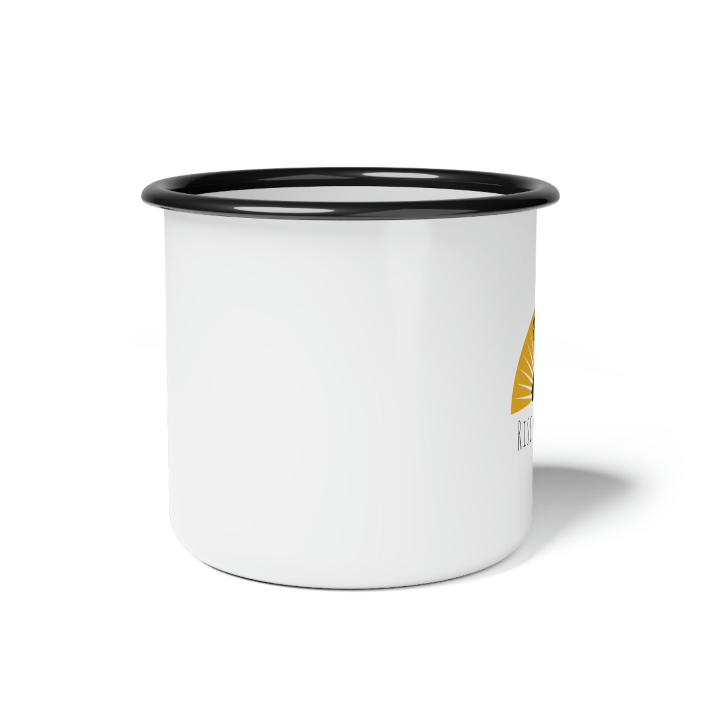 Rise & Shine Enamel Camp Cup | Farm Life Coffee Mug | Rooster Mug | Barn Morning Coffee Mug| Camping Coffee Cup