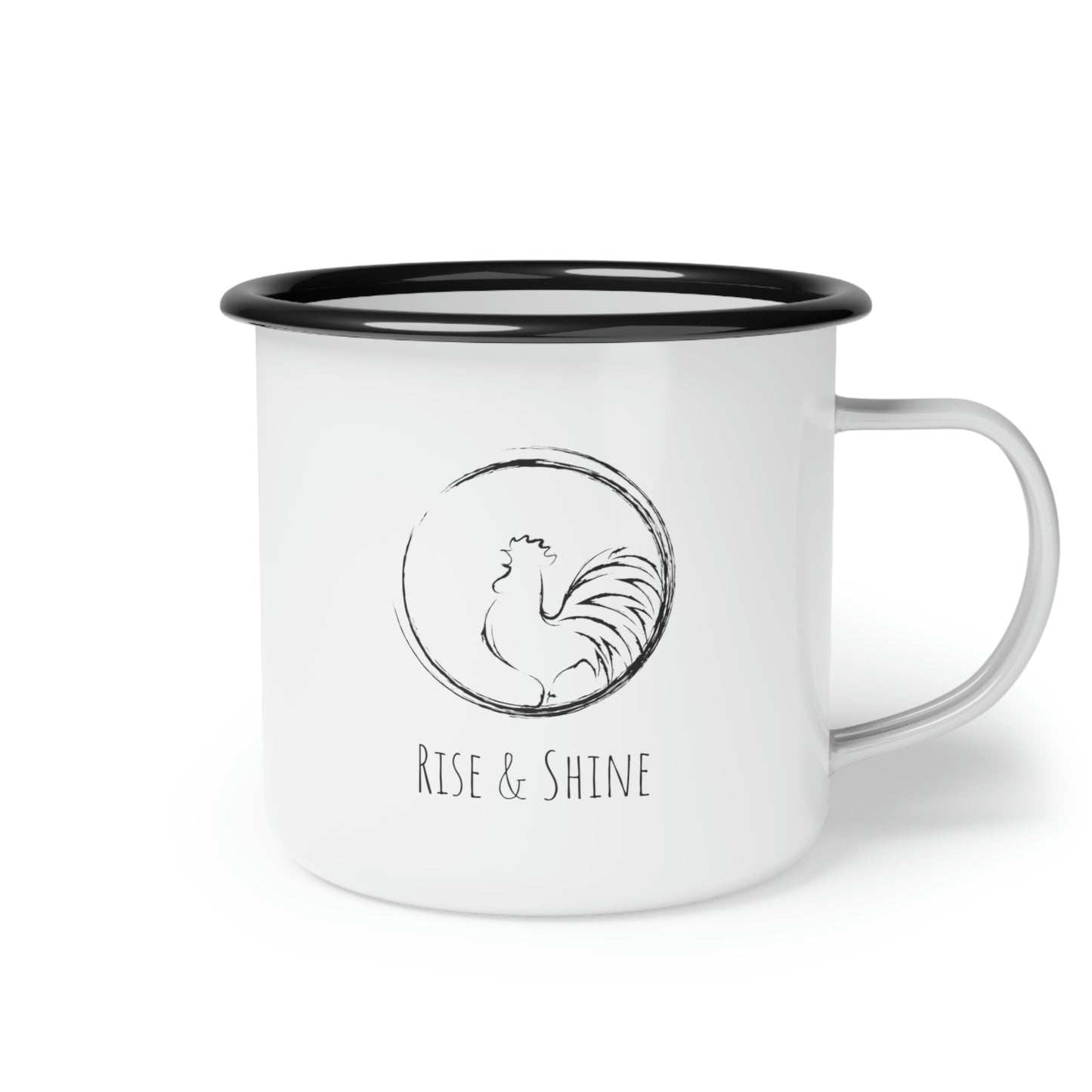 Rise & Shine Enamel Camp Cup | Rooster Coffee Cup | Chicken Mug