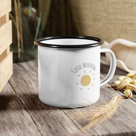 Good Morning Sunshine Enamel Camp Cup| Coffee Cup| Camping Coffee mug | Farm Life Coffee Mug