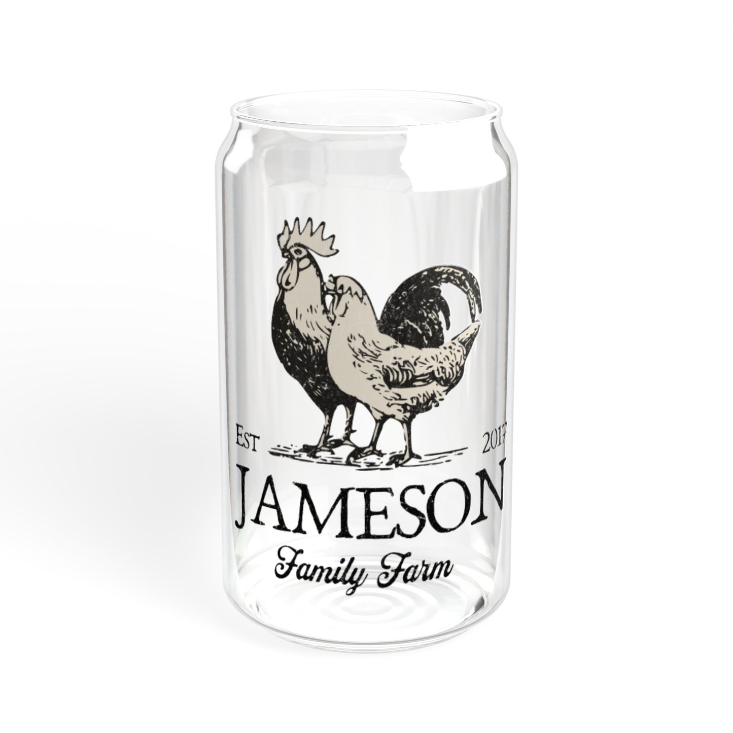 Custom Family Farm Sipper Glass | Personalized Tumbler | Farmer's Market Cup | Chicken Lover Gift | Gift for homesteader 16oz Glass Tumbler