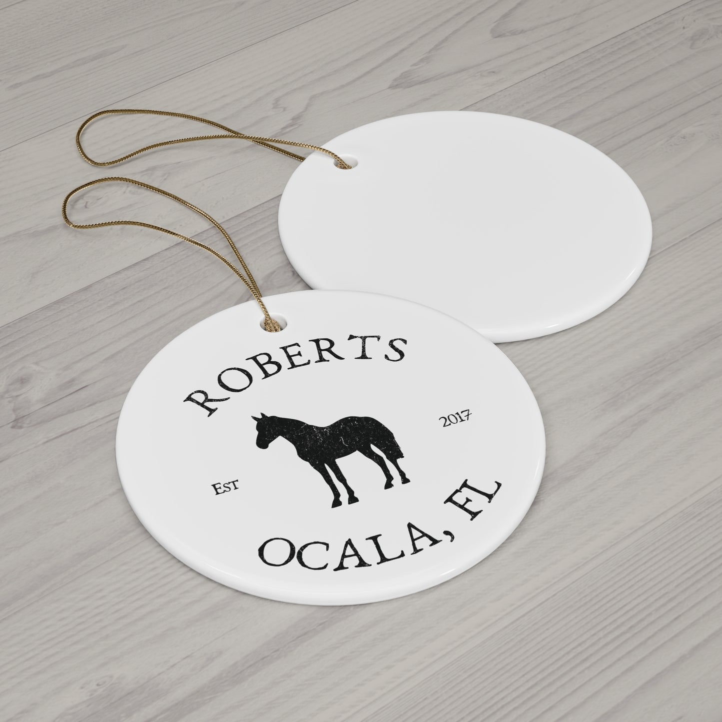 Custom Horse Farm Ranch Ceramic Ornament Personalized Gift for Horse Lovers Farmhouse Equestrian Gift