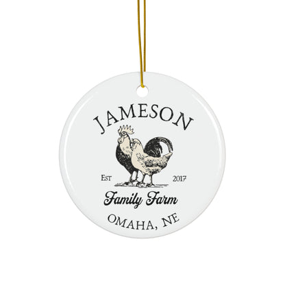 Custom Farm Ceramic Ornament Personalized Gift for Chicken Lovers Local Egg Dealer Gift Farmhouse Homesteading Gift