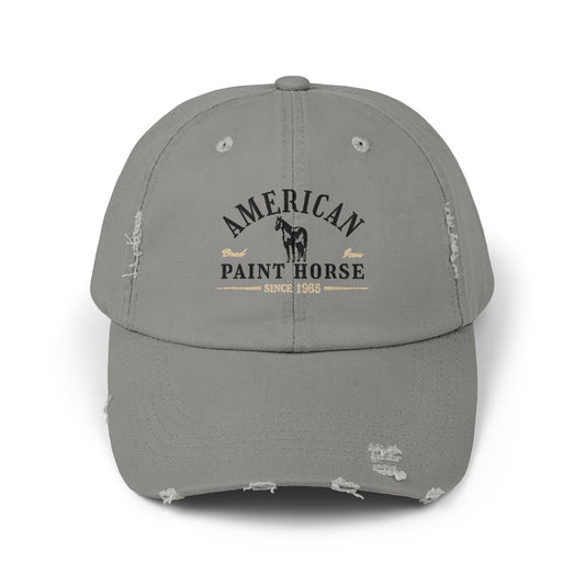 American Paint Horse Unisex Distressed Cap | Cotton Twill Hat | Horse Lover Hat | Gift for Equestrian | Horse Breed Baseball Cap